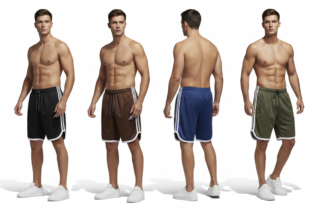 Brown Adidas Shorts on Model