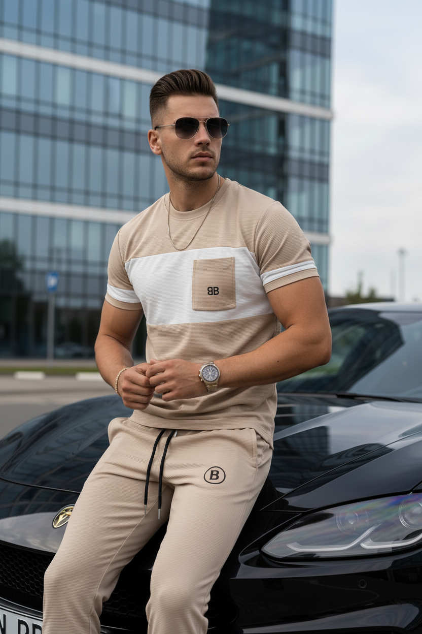 Beige Matching Tracksuit