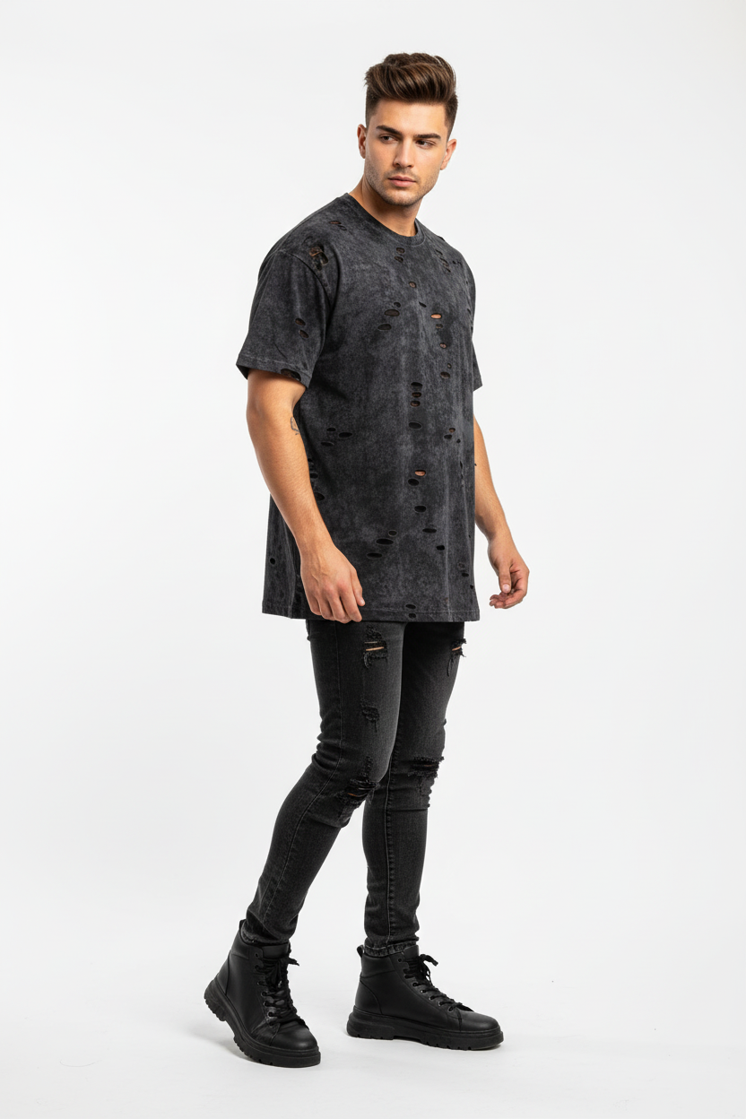 Black Grey Distressed