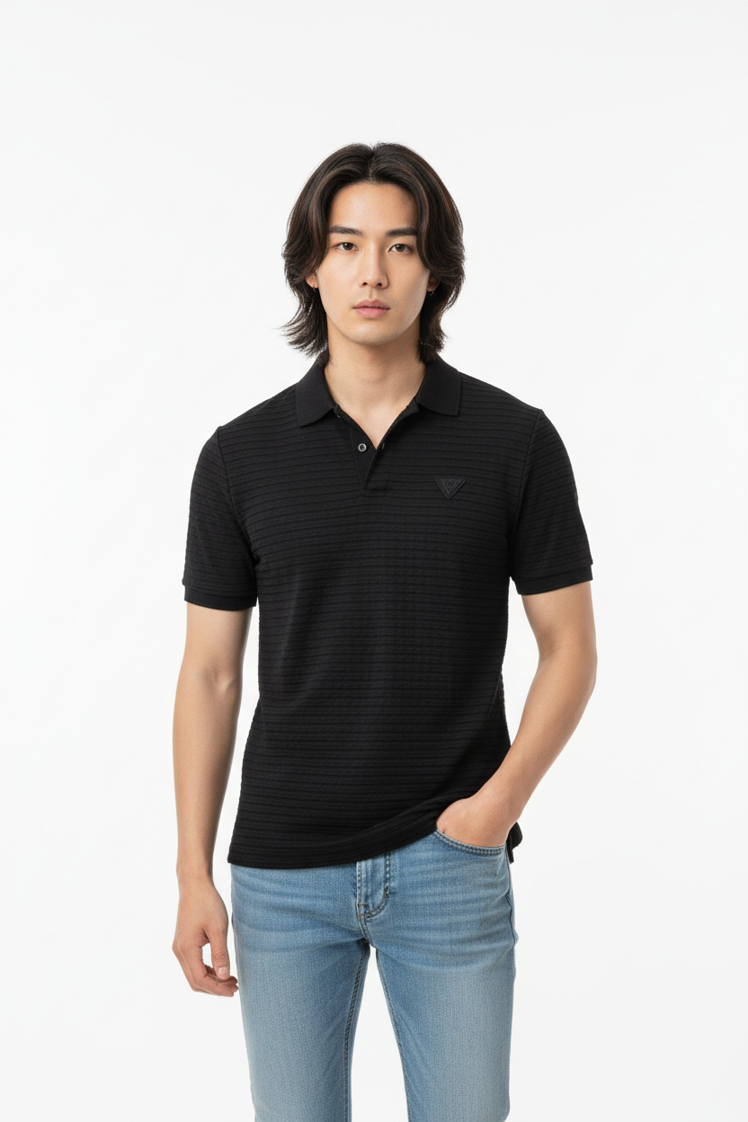 Black Ribbed Polo