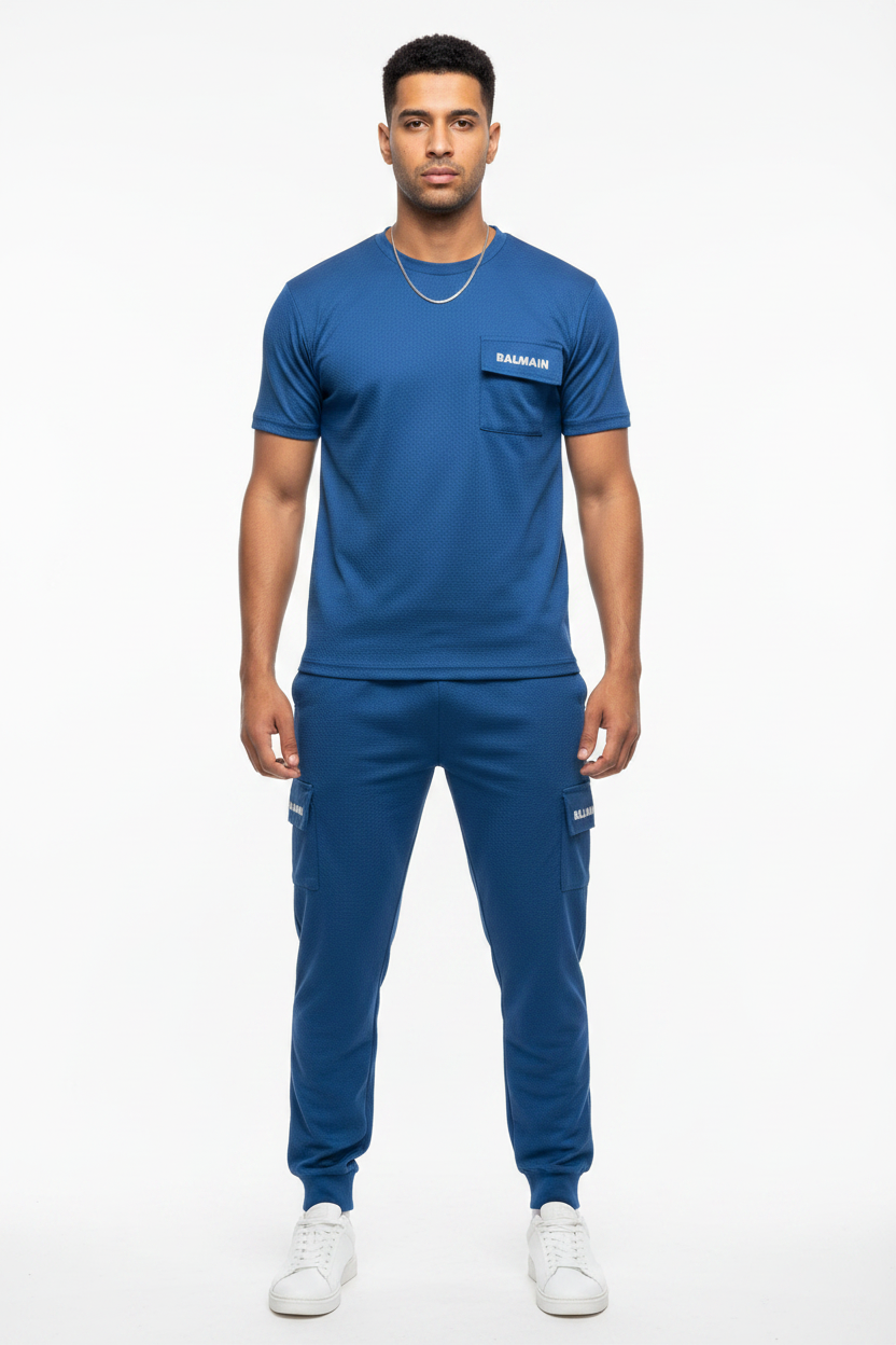 Blue Balmain Tracksuit on Model