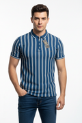 Blue & White Striped Polo