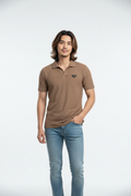 Brown Ribbed Polo Korean Model