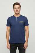 Denim Blue Tee on Model