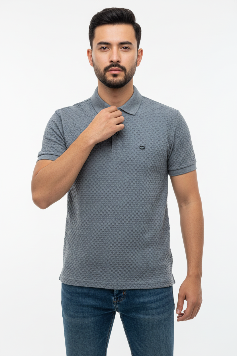 Gray Popcorn Polo