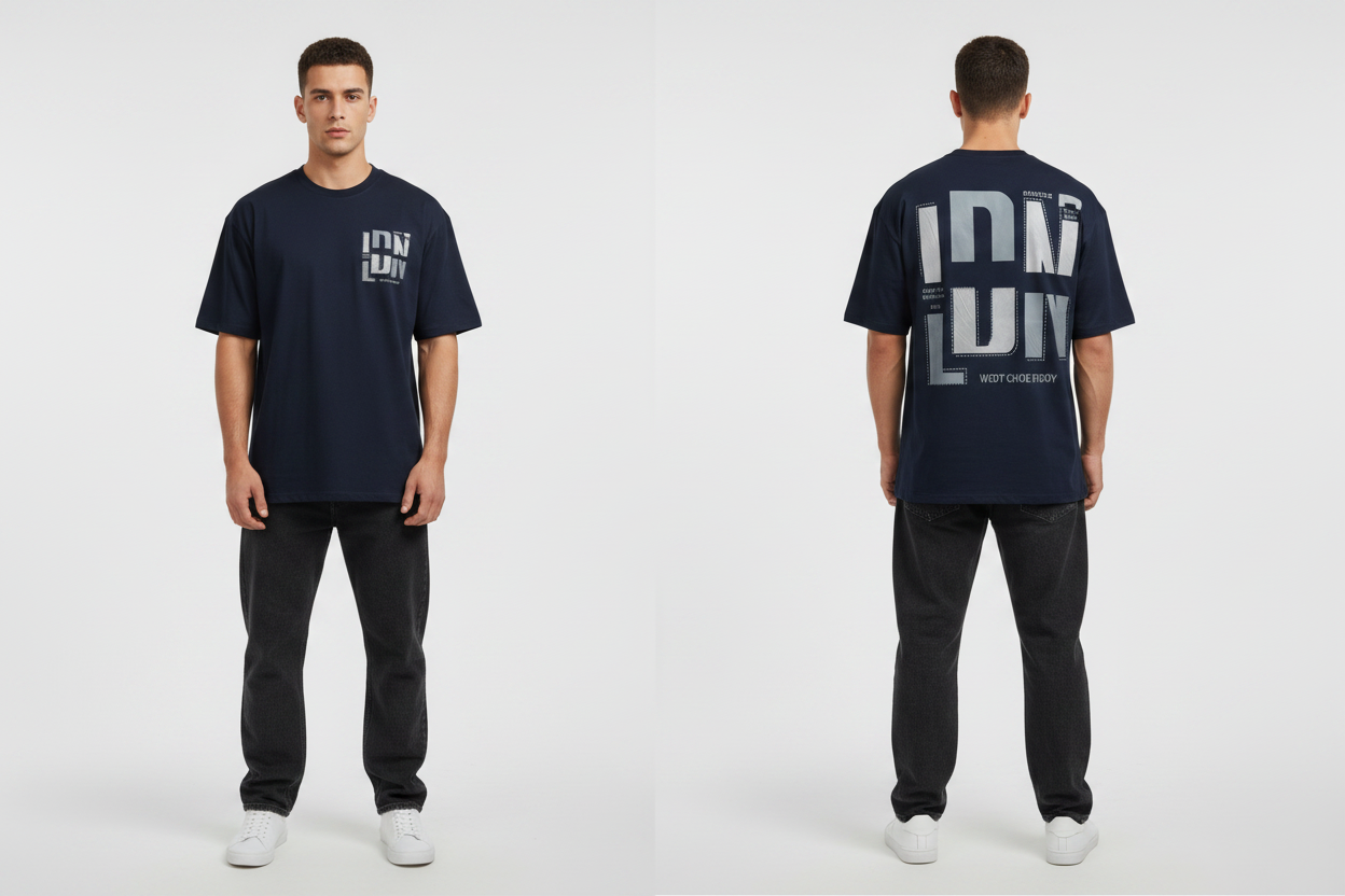 LDN Tee - Navy Blue Front & Back