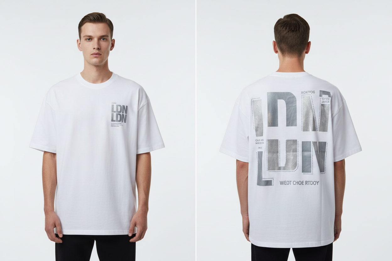 LDN Tee - White Front Small Back Large