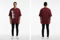Maroon Graphic Print Oversized T-Shirt – Front & Back