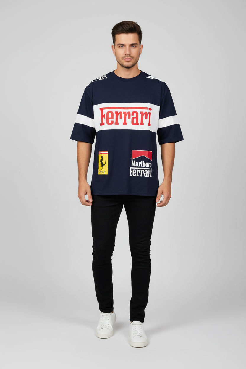Navy Blue Ferrari Shirt - Elbow Sleeves