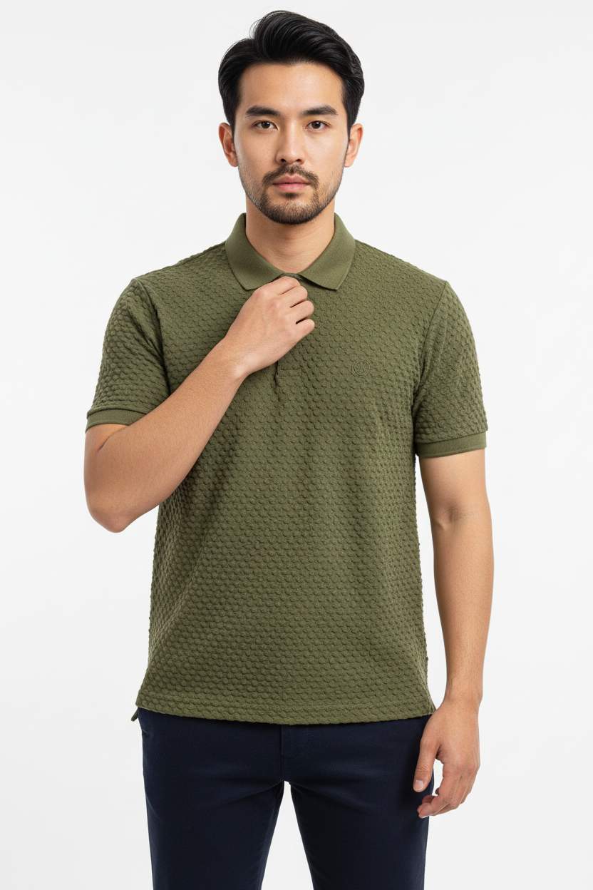 Olive Green Popcorn Polo