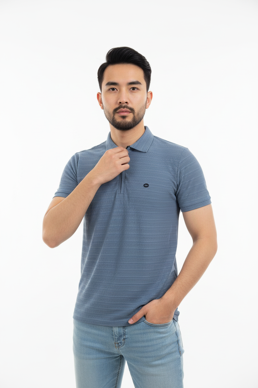 Steel Blue Polo Korean Model