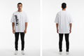 White Graphic Print Oversized T-Shirt – Front & Back